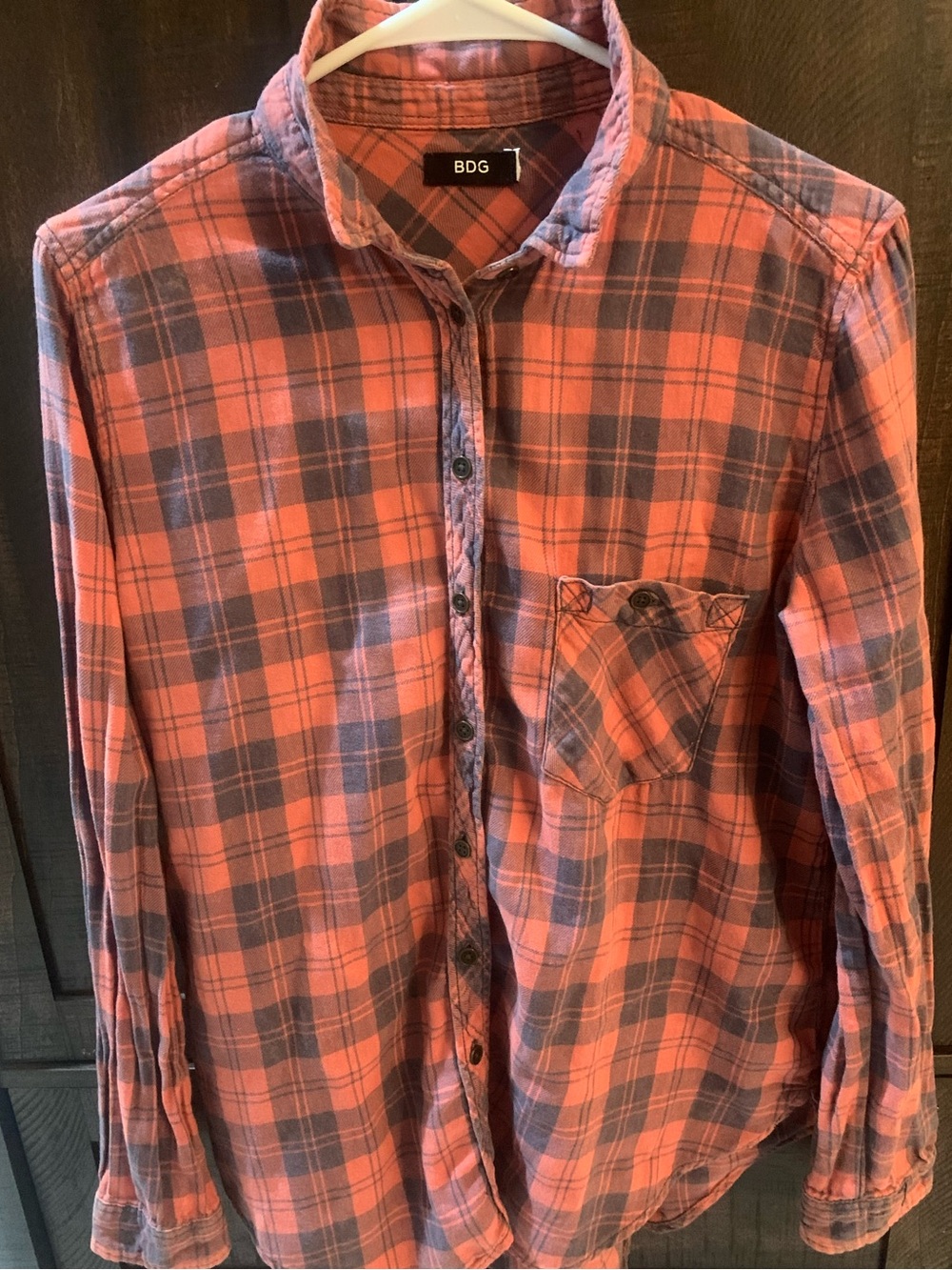 BDG women’s red and grey flannel Button-Up Shirt